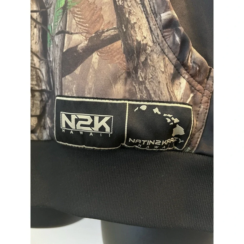 N2K Natin2Krazy Men's Hoodie Camouflage Black Pullover Sz S Y2K Hunting Skate